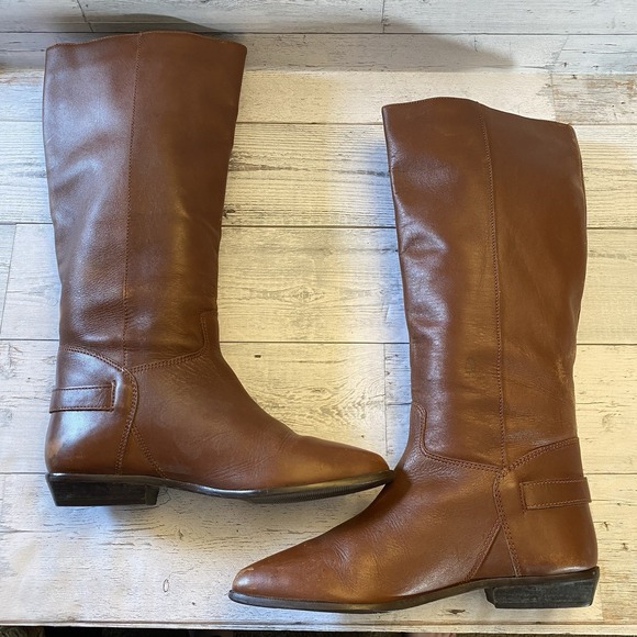 White Mountain Boots Womens 8.5 Brown Leather Pointed Riding Buckle Strap Tall - Picture 11 of 16